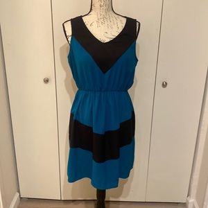 ModCloth turquoise and black blocked dress